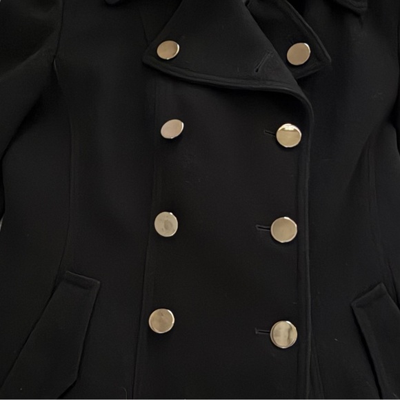 Dana Buchman Black Wool Blend Double-Breasted Pea Coat, Sz L - Picture 12 of 12